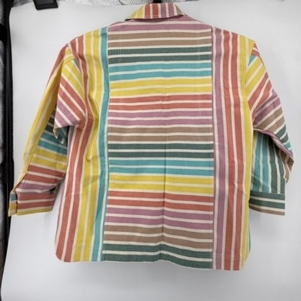 Nocturne Striped Jacket Multi Color Button Front Detachable Fur Collar 2XL‎ NEW - Picture 4 of 9